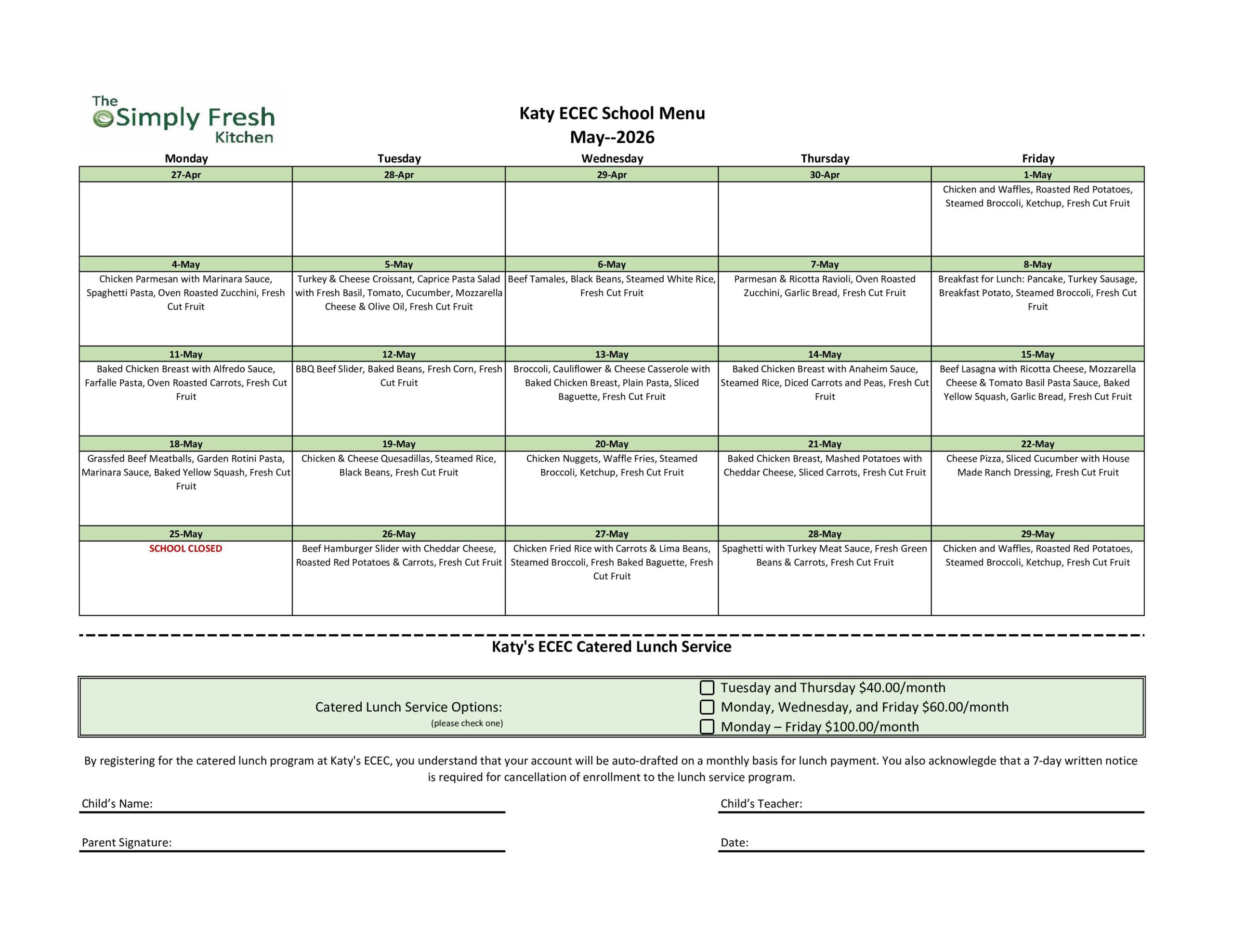 May menu